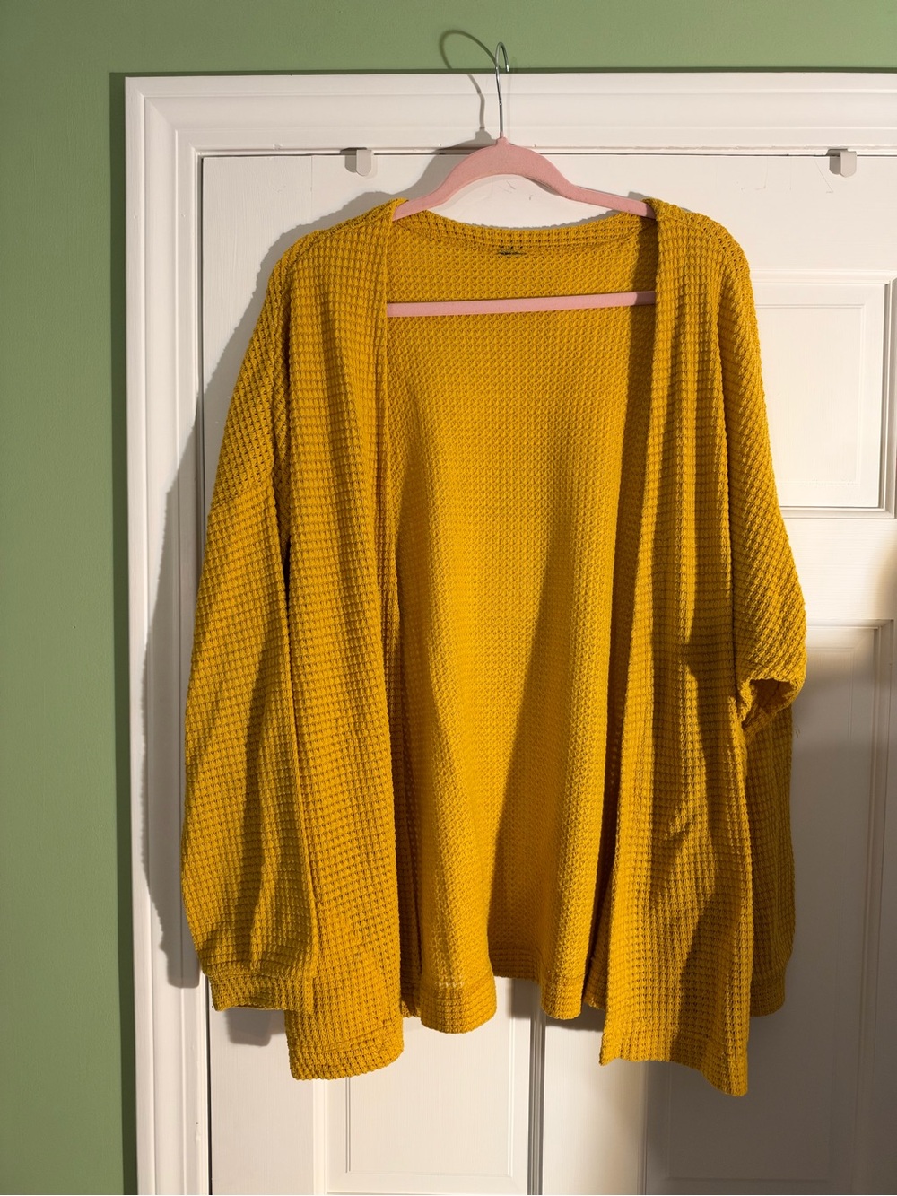 wild fable Mustard Open Waffle-Knit Cardigan
